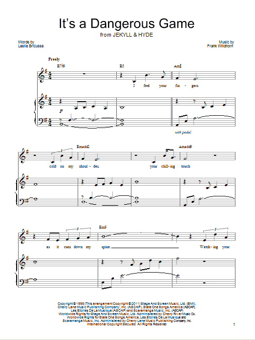 Download Leslie Bricusse It's A Dangerous Game Sheet Music and learn how to play Piano & Vocal PDF digital score in minutes