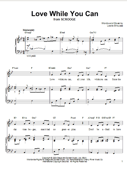 Download Leslie Bricusse Love While You Can Sheet Music and learn how to play Piano, Vocal & Guitar (Right-Hand Melody) PDF digital score in minutes