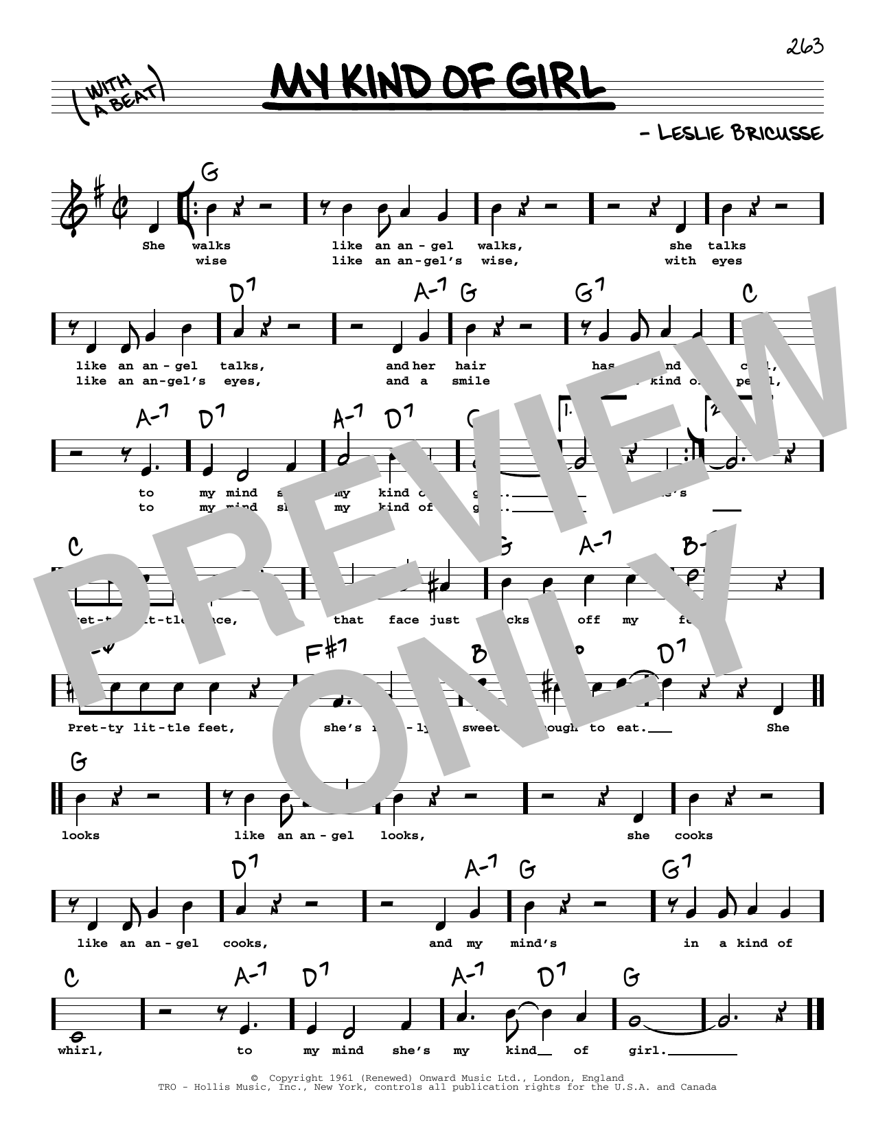 Download Leslie Bricusse My Kind Of Girl (High Voice) Sheet Music and learn how to play Real Book – Melody, Lyrics & Chords PDF digital score in minutes