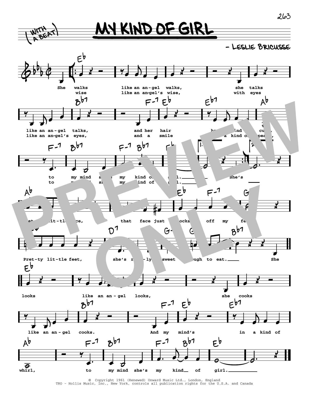 Download Leslie Bricusse My Kind Of Girl (Low Voice) Sheet Music and learn how to play Real Book – Melody, Lyrics & Chords PDF digital score in minutes