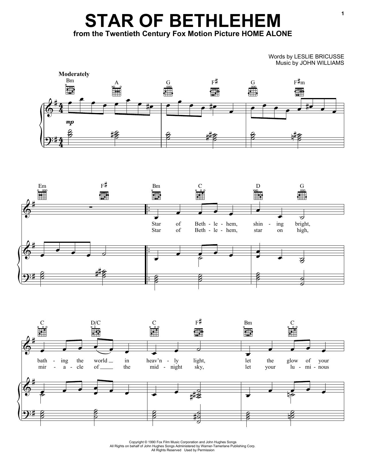 Download Leslie Bricusse Star Of Bethlehem Sheet Music and learn how to play Piano, Vocal & Guitar (Right-Hand Melody) PDF digital score in minutes