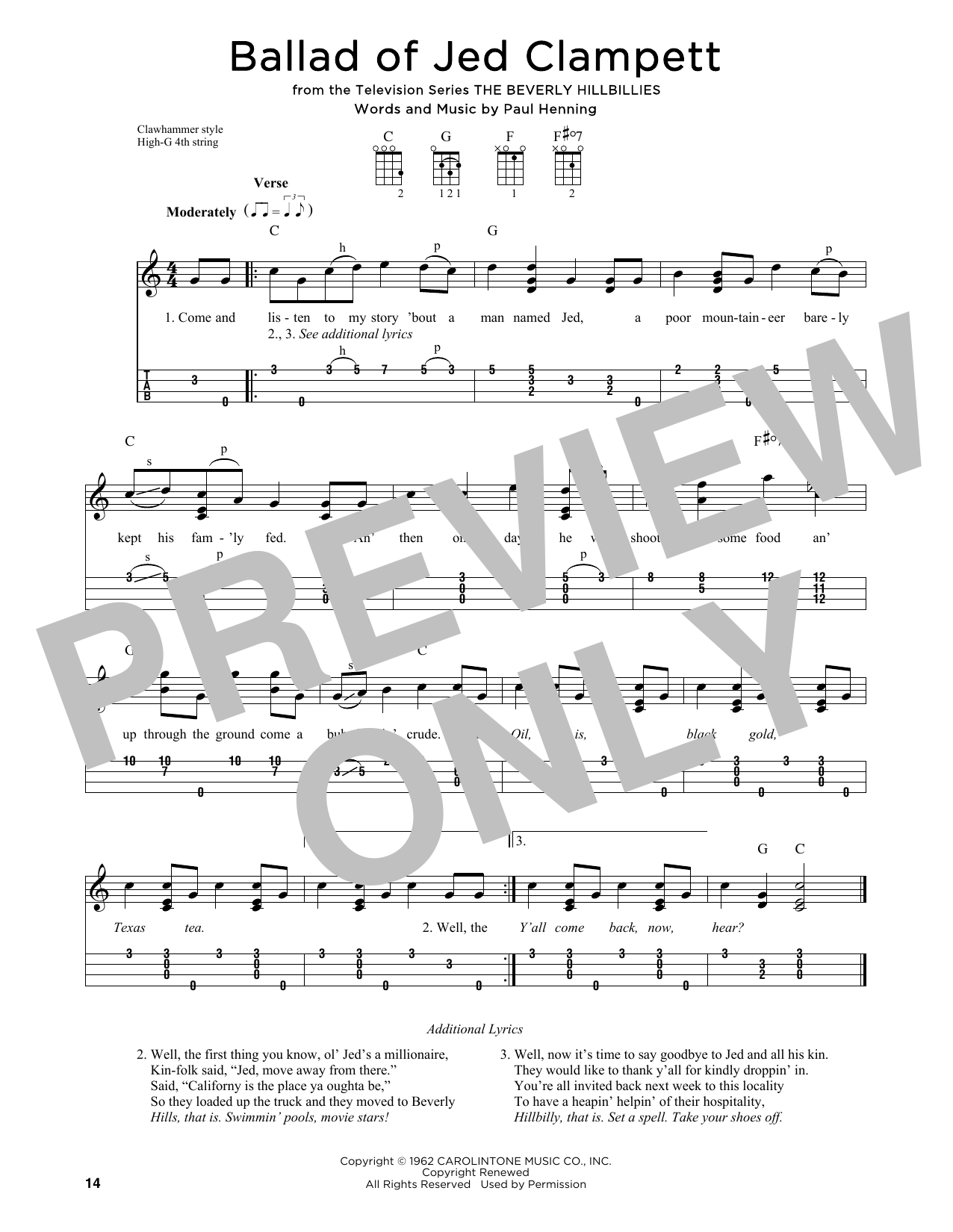 Download Lester Flatt & Earl Scruggs Ballad Of Jed Clampett (from The Beverly Hillbillies) (arr. Jim Schustedt) Sheet Music and learn how to play Ukulele PDF digital score in minutes