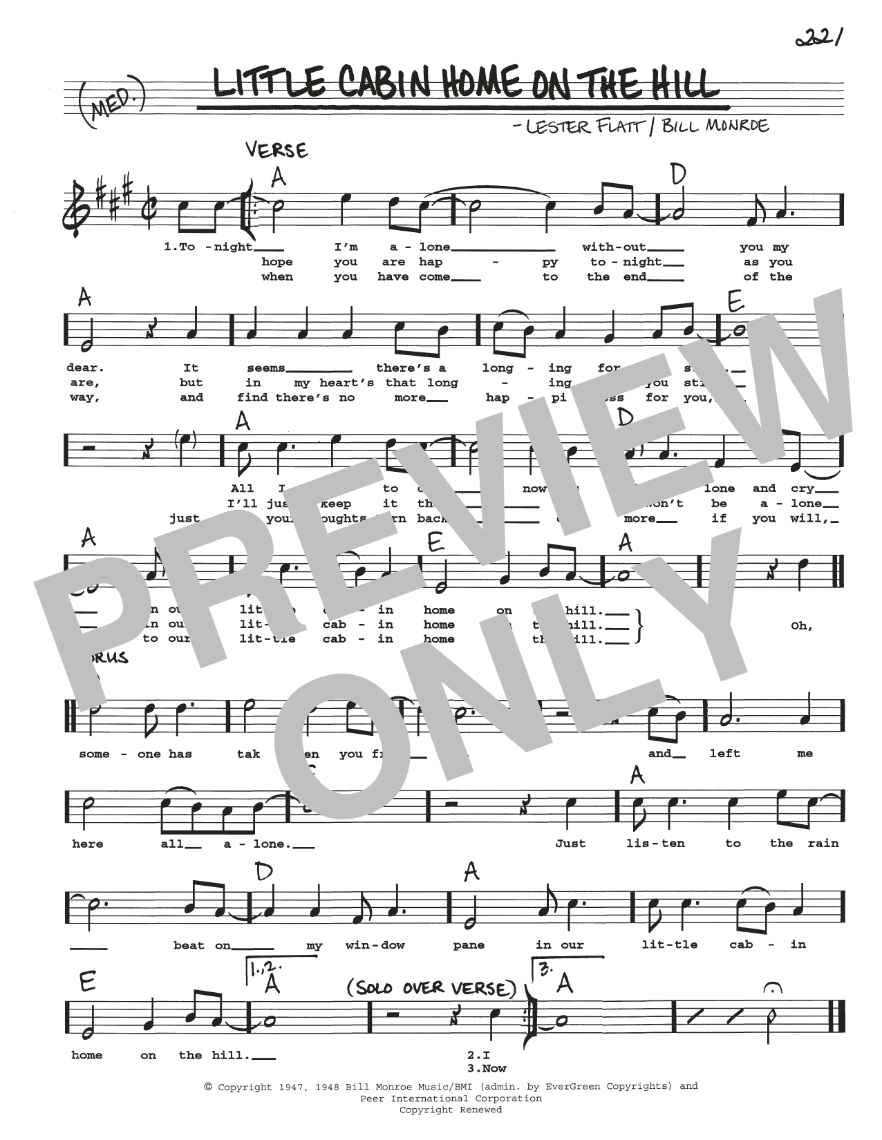Download Lester Flatt Little Cabin Home On The Hill Sheet Music and learn how to play Real Book – Melody, Lyrics & Chords PDF digital score in minutes