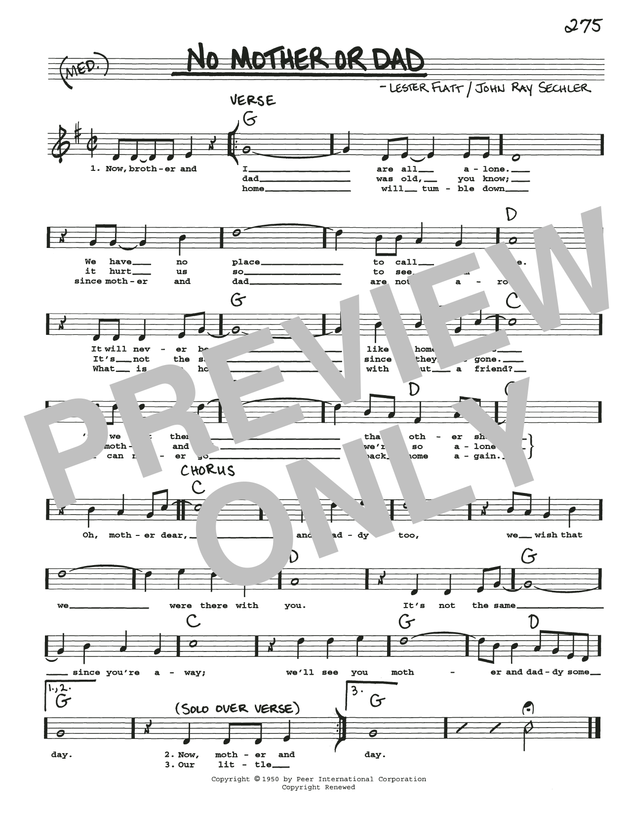 Download Lester Flatt No Mother Or Dad Sheet Music and learn how to play Real Book – Melody, Lyrics & Chords PDF digital score in minutes