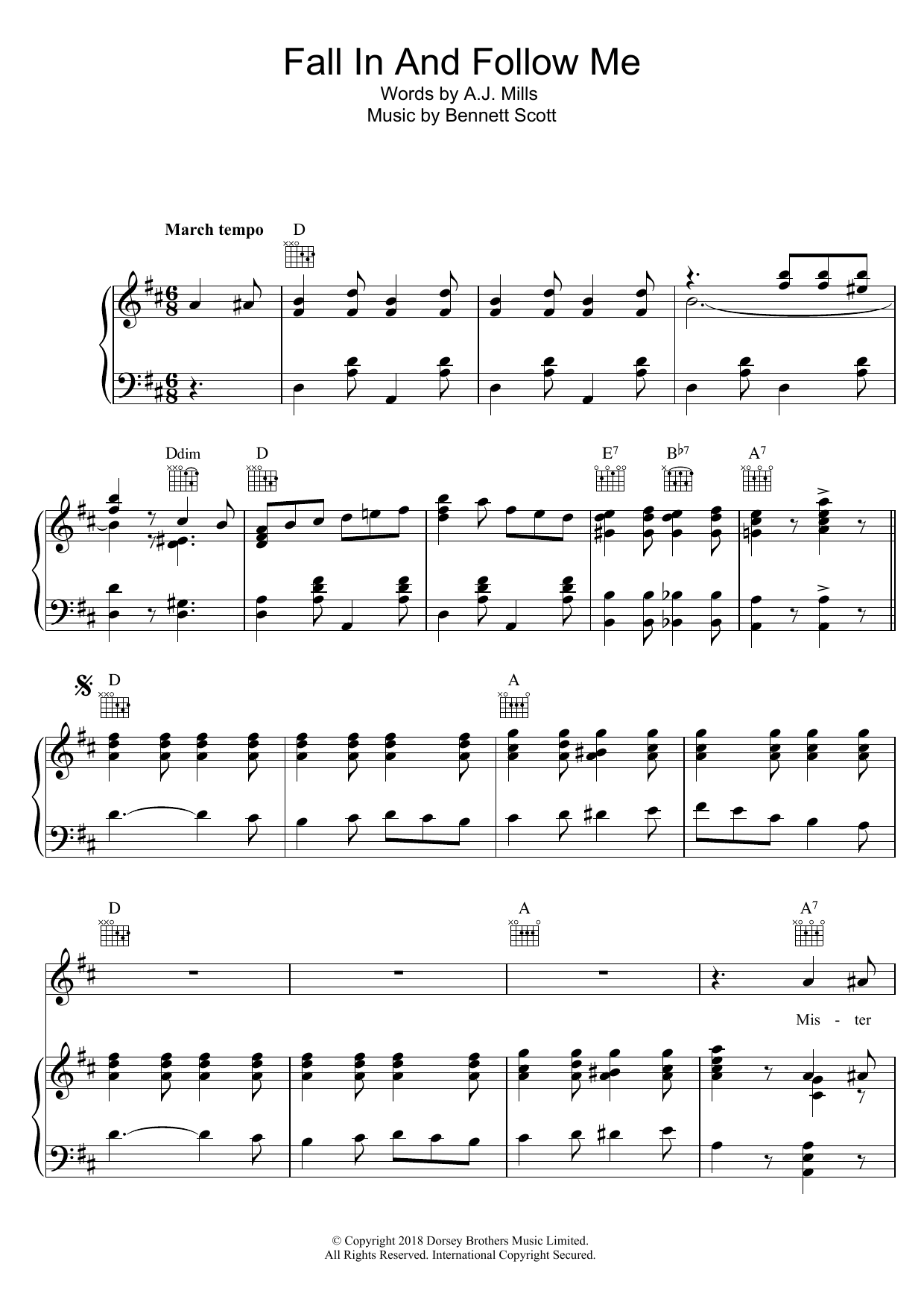 Download Lew Stone Fall In And Follow Me Sheet Music and learn how to play Piano, Vocal & Guitar (Right-Hand Melody) PDF digital score in minutes