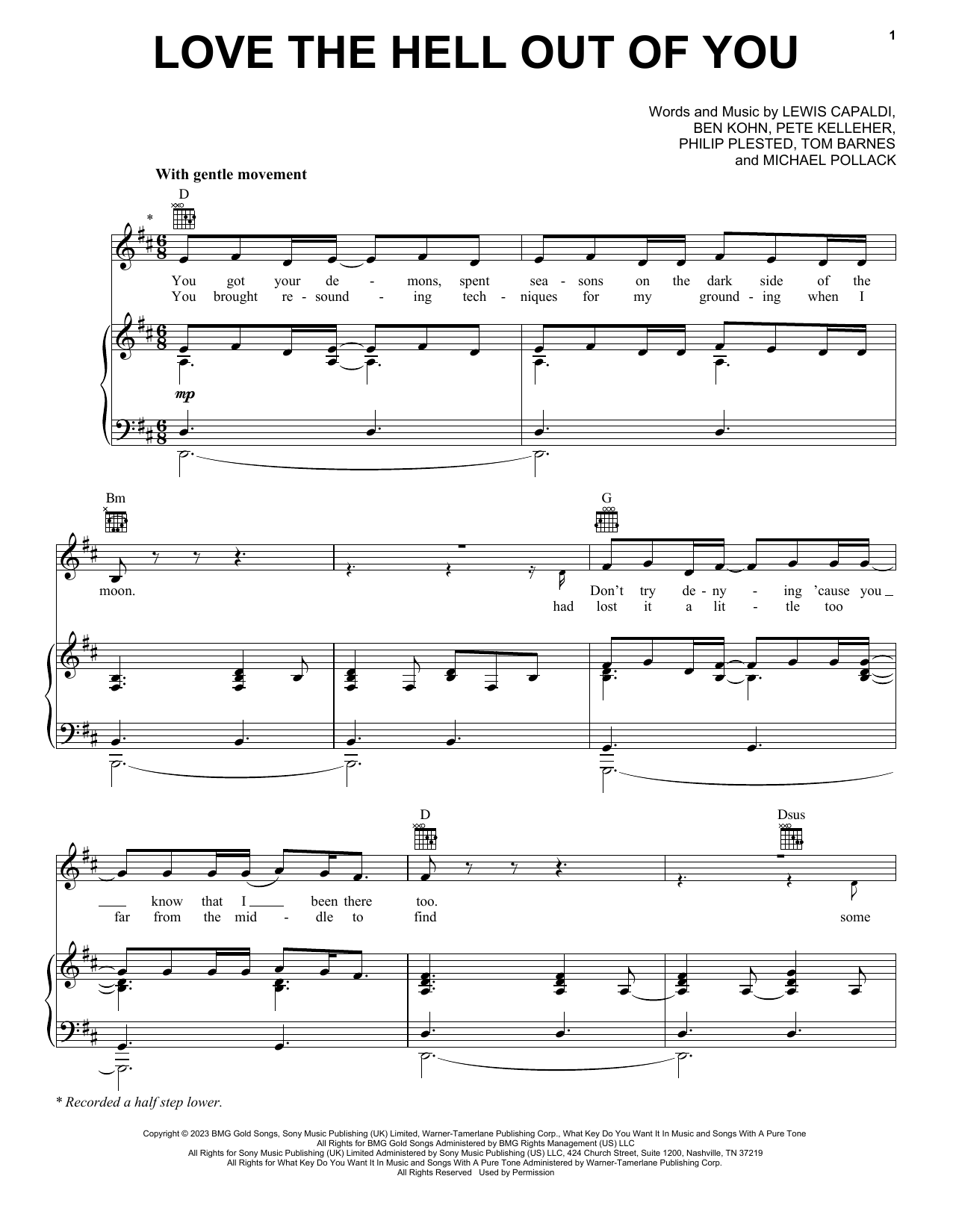 Download Lewis Capaldi Love The Hell Out Of You Sheet Music and learn how to play Piano, Vocal & Guitar Chords (Right-Hand Melody) PDF digital score in minutes