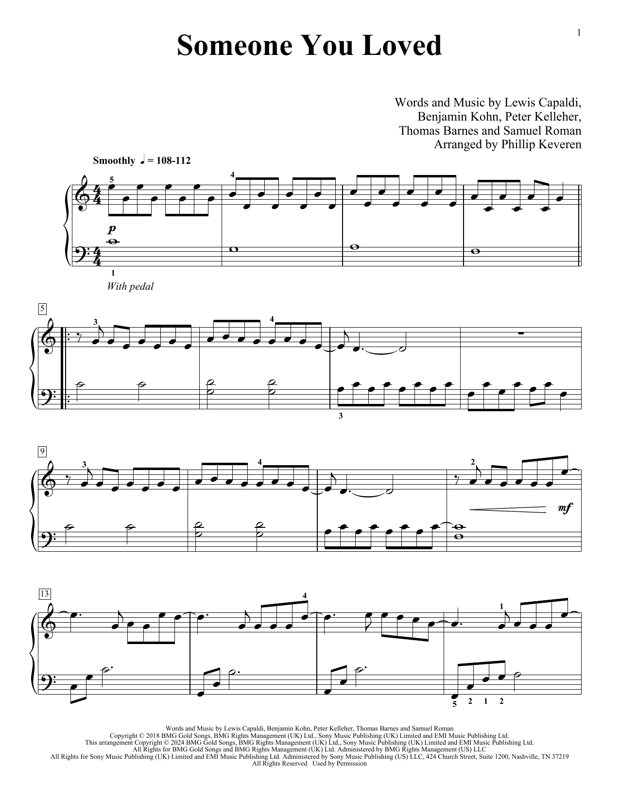 Download Lewis Capaldi Someone You Loved (arr. Phillip Keveren) Sheet Music and learn how to play Piano Solo PDF digital score in minutes