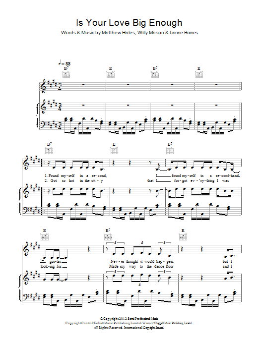 Download Lianne La Havas Is Your Love Big Enough Sheet Music and learn how to play Piano, Vocal & Guitar (Right-Hand Melody) PDF digital score in minutes