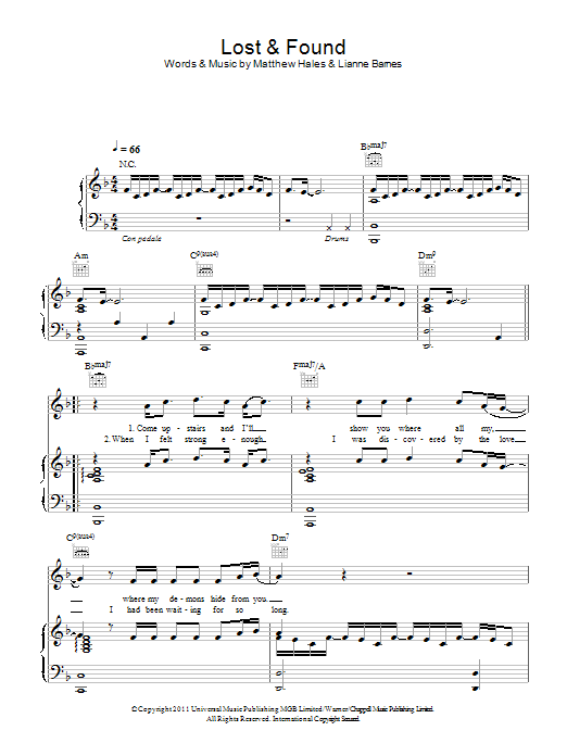 Download Lianne La Havas Lost & Found Sheet Music and learn how to play Piano, Vocal & Guitar (Right-Hand Melody) PDF digital score in minutes