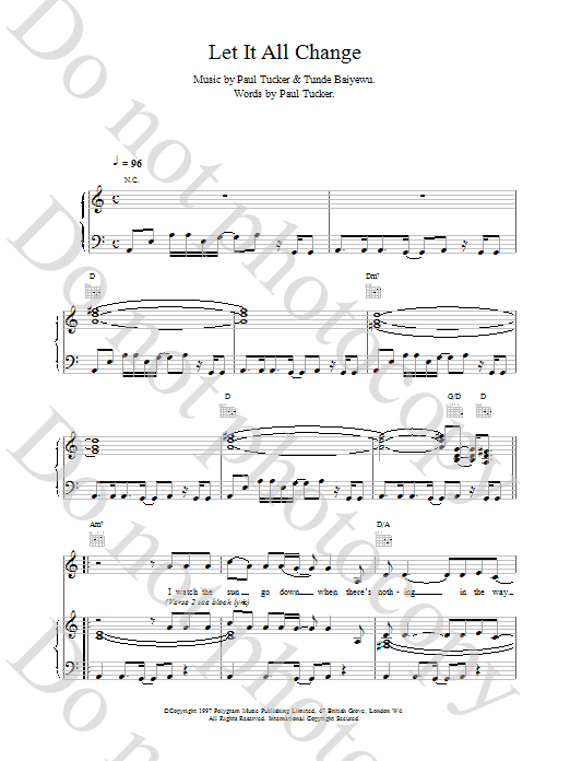 Download The Lighthouse Family Let It All Change Sheet Music and learn how to play Piano, Vocal & Guitar (Right-Hand Melody) PDF digital score in minutes