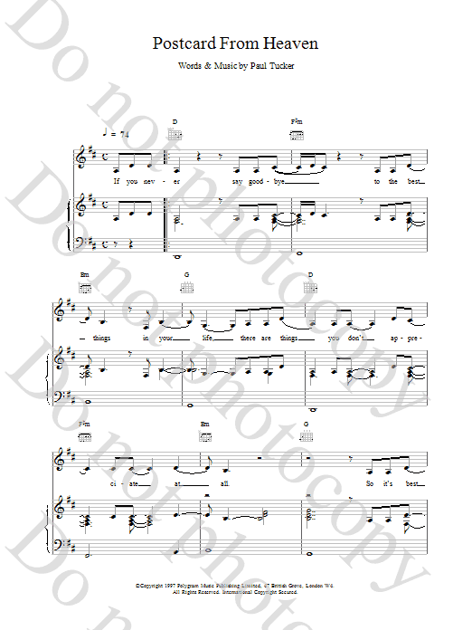 Download The Lighthouse Family Postcard From Heaven Sheet Music and learn how to play Piano, Vocal & Guitar (Right-Hand Melody) PDF digital score in minutes