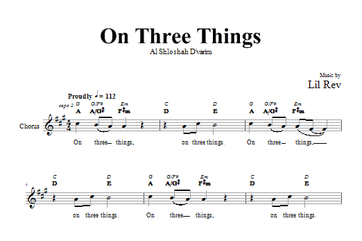 Download Lil Rev On Three Things Sheet Music and learn how to play Melody Line, Lyrics & Chords PDF digital score in minutes