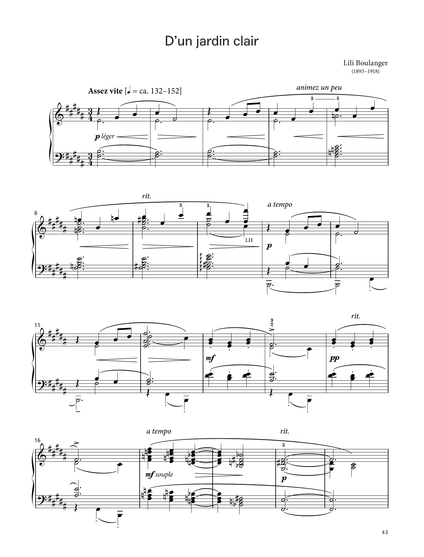 Download Lili Boulanger D'un jardin clair (LCME Piano 2018 Grade 7 List B) Sheet Music and learn how to play Piano Solo PDF digital score in minutes