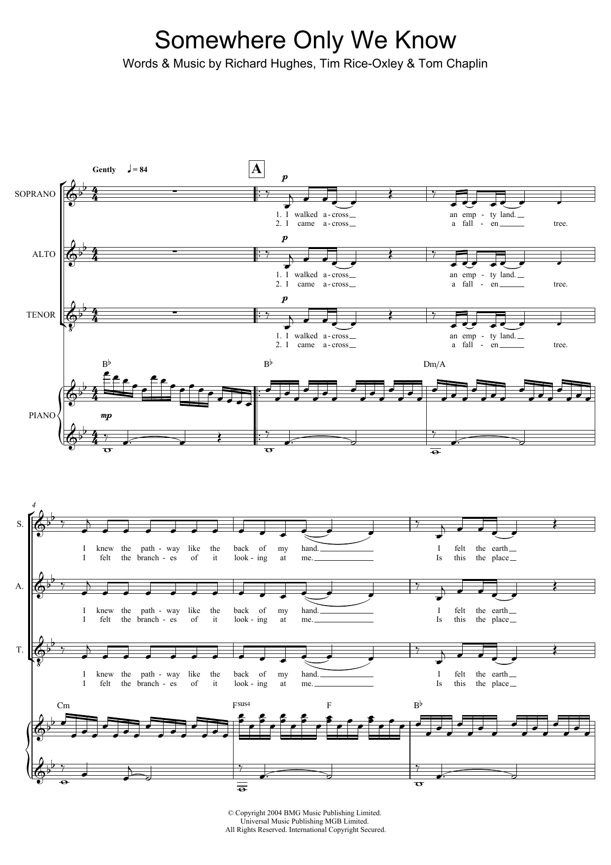 Download Lily Allen Somewhere Only We Know (arr. Mark De-Lisser) Sheet Music and learn how to play SAT PDF digital score in minutes