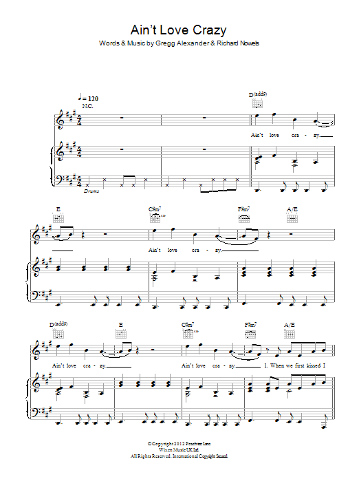 Download Lilygreen & Maguire Ain't Love Crazy Sheet Music and learn how to play Piano, Vocal & Guitar (Right-Hand Melody) PDF digital score in minutes