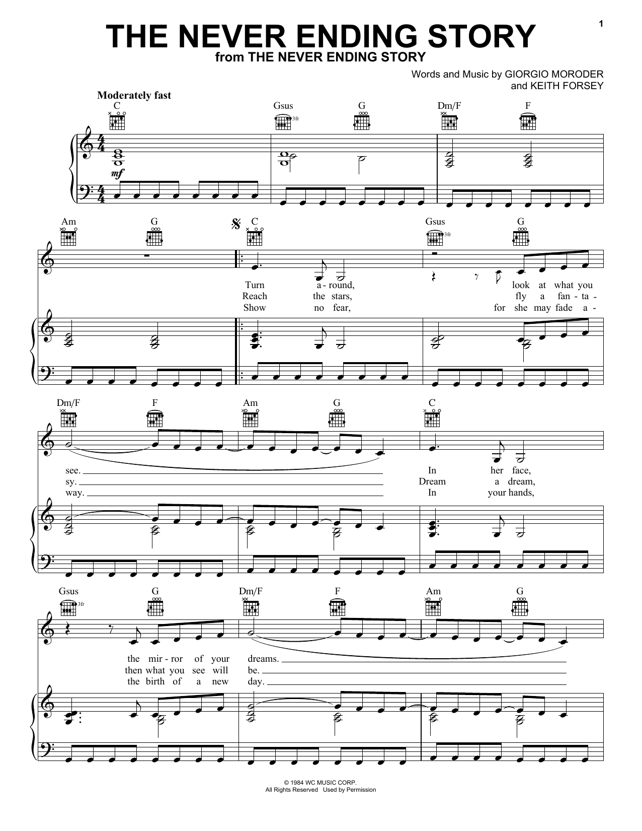 Download Limahl The Never Ending Story Sheet Music and learn how to play Super Easy Piano PDF digital score in minutes