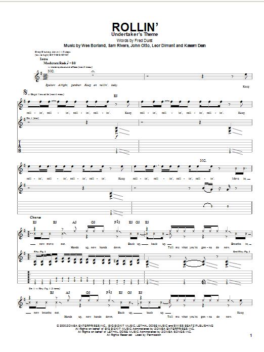 Download Limp Bizkit Rollin' Sheet Music and learn how to play Guitar Tab PDF digital score in minutes