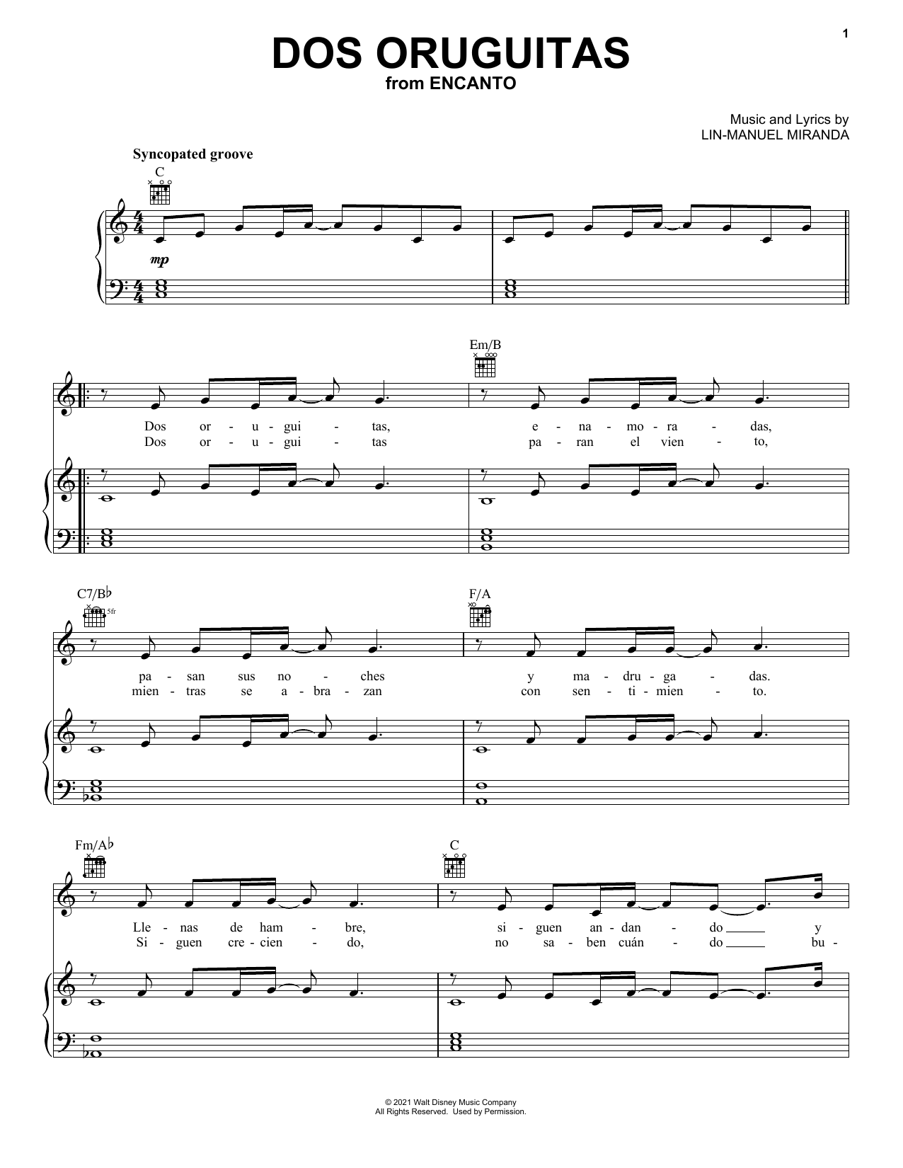 Download Lin-Manuel Miranda Dos Oruguitas (from Encanto) Sheet Music and learn how to play French Horn Solo PDF digital score in minutes