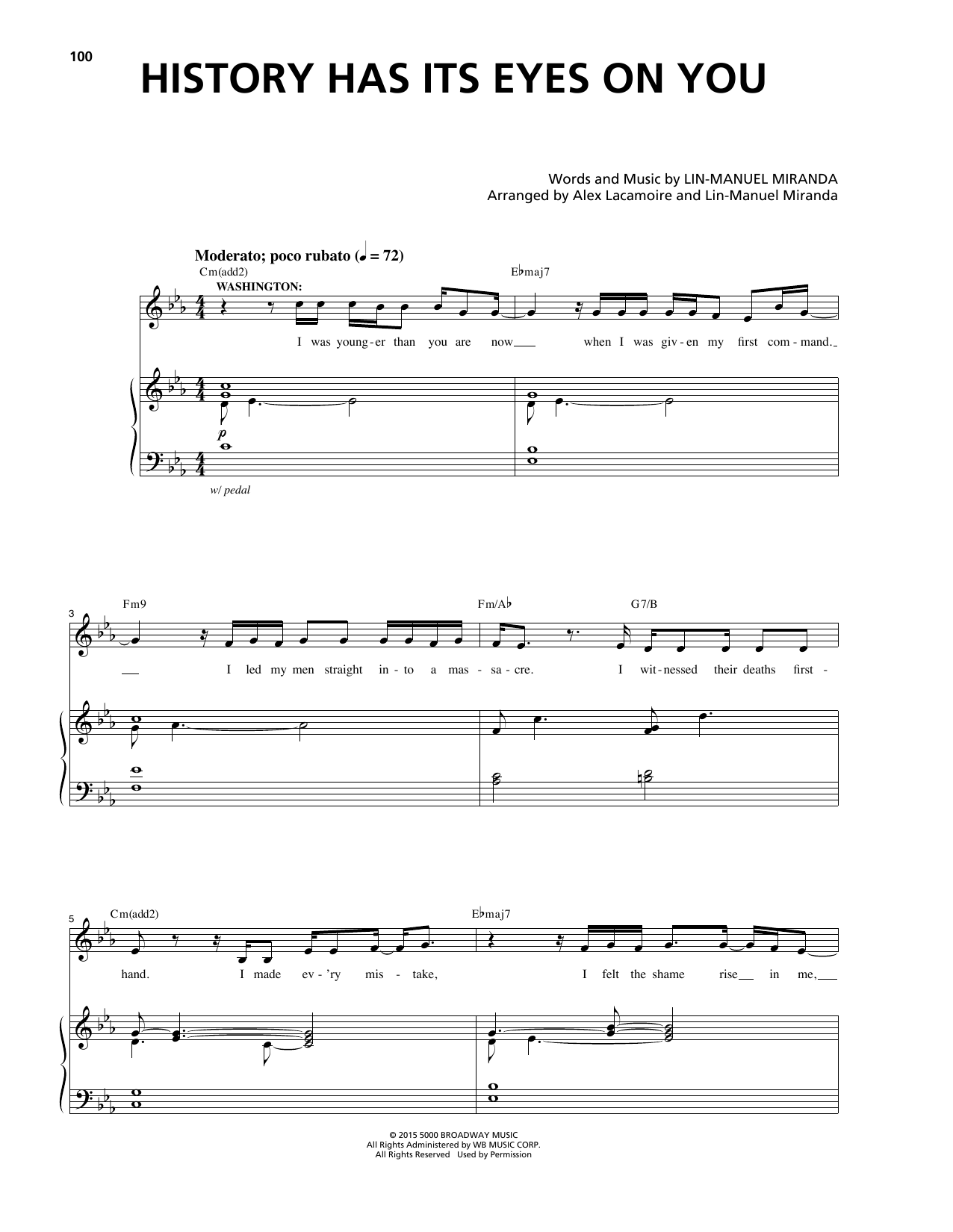 Download Lin-Manuel Miranda History Has Its Eyes On You (from Hamilton) Sheet Music and learn how to play Piano & Vocal PDF digital score in minutes