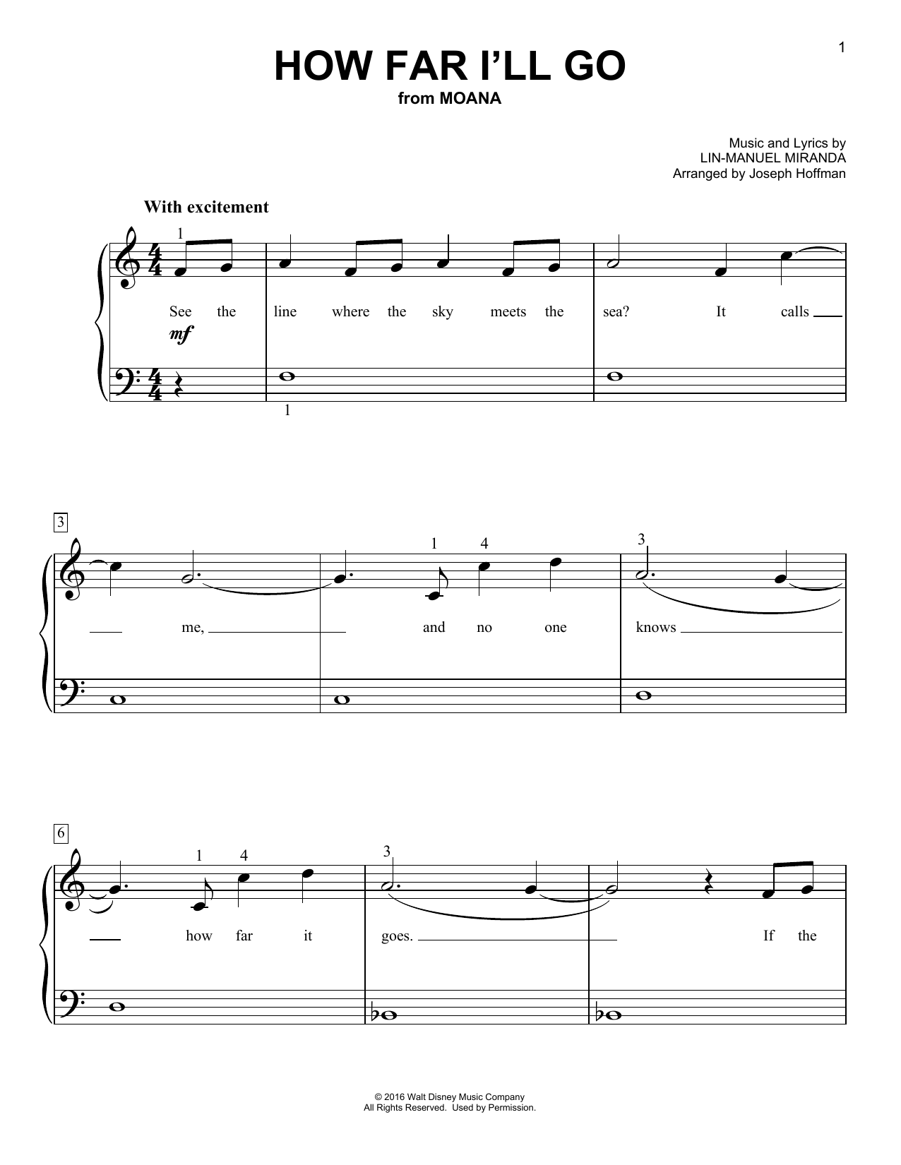 Download Alessia Cara How Far I'll Go (from Moana) (arr. Joseph Hoffman) Sheet Music and learn how to play Easy Piano PDF digital score in minutes