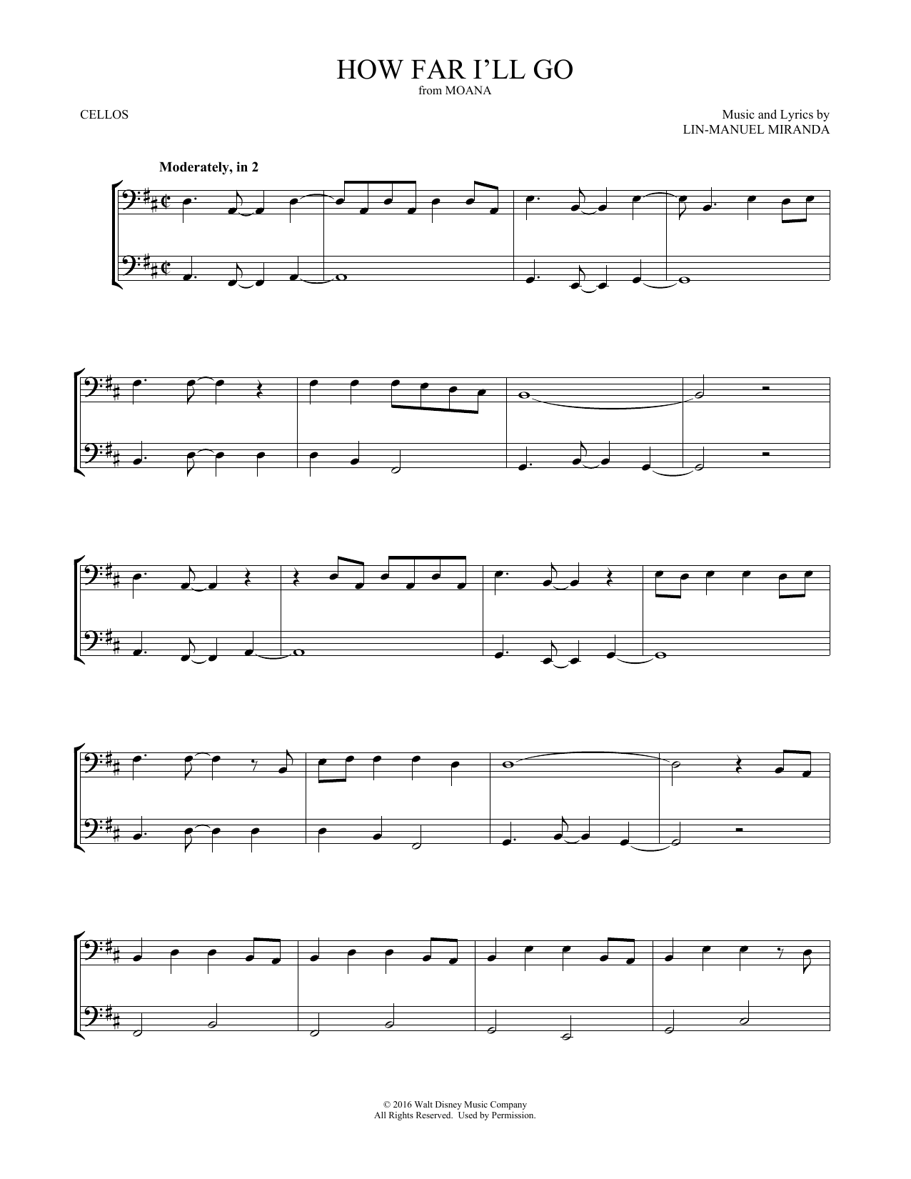 Download Lin-Manuel Miranda How Far I'll Go (from Moana) (arr. Mark Phillips) Sheet Music and learn how to play Trumpet Duet PDF digital score in minutes