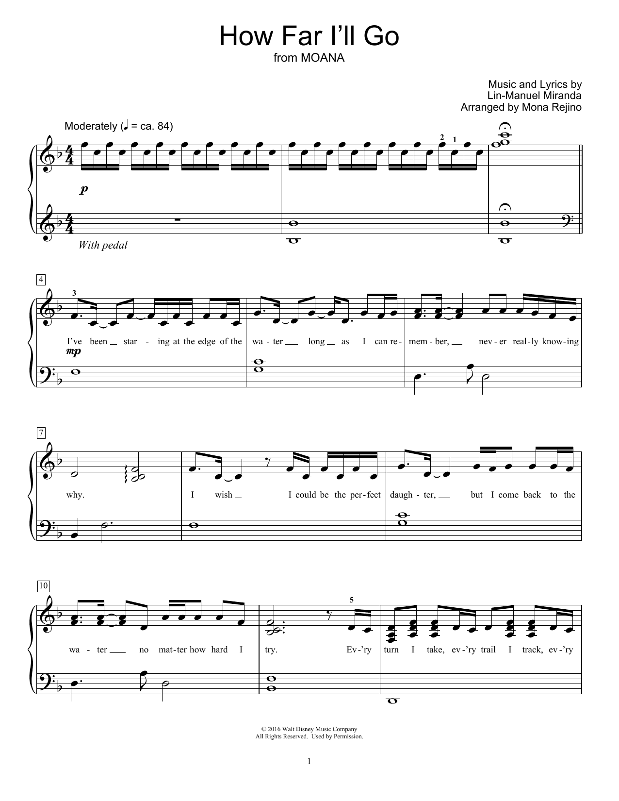 Download Alessia Cara How Far I'll Go Sheet Music and learn how to play Educational Piano PDF digital score in minutes