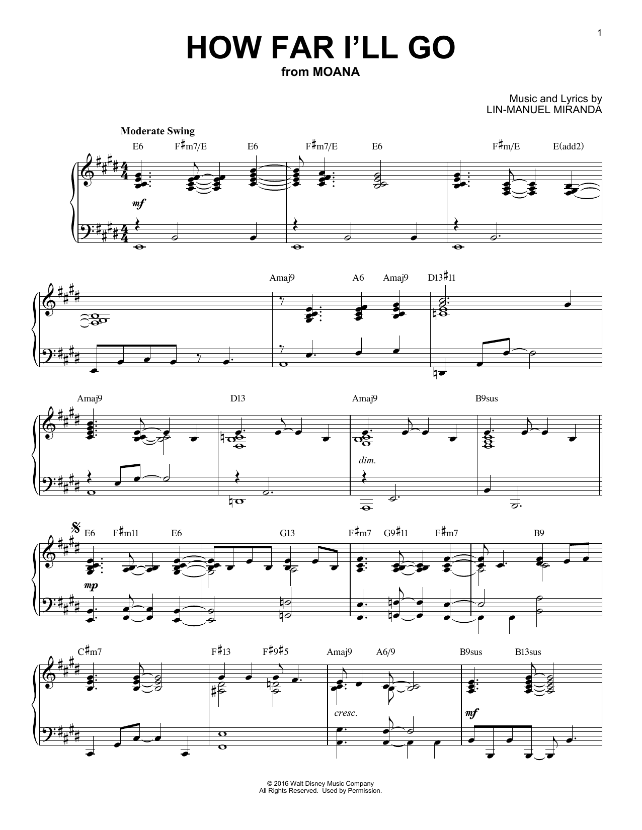 Download Alessia Cara How Far I'll Go Sheet Music and learn how to play Piano PDF digital score in minutes