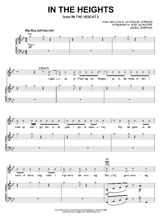 Download Lin-Manuel Miranda In The Heights (from In The Heights: The Musical) Sheet Music and learn how to play Easy Piano PDF digital score in minutes