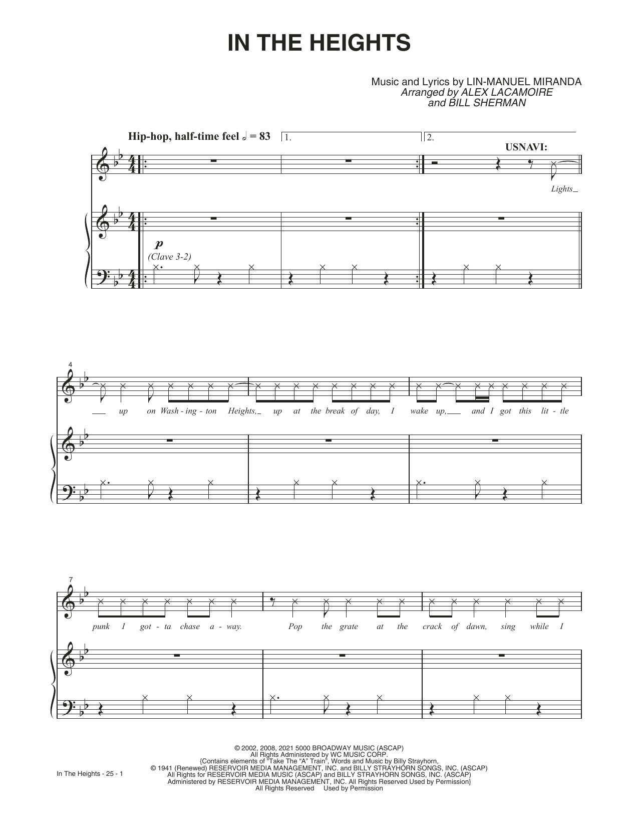 Download Lin-Manuel Miranda In The Heights (from the Motion Picture In The Heights) Sheet Music and learn how to play Piano, Vocal & Guitar Chords PDF digital score in minutes