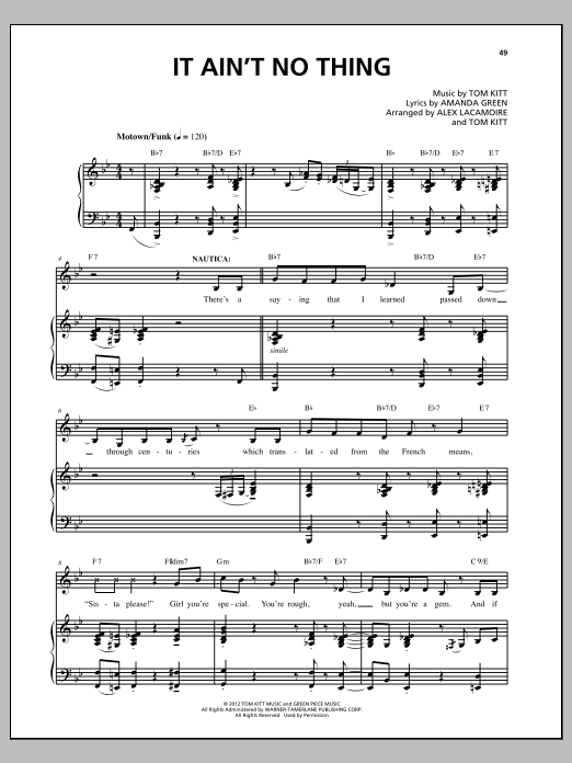 Download Lin-Manuel Miranda It Ain't No Thing Sheet Music and learn how to play Piano & Vocal PDF digital score in minutes