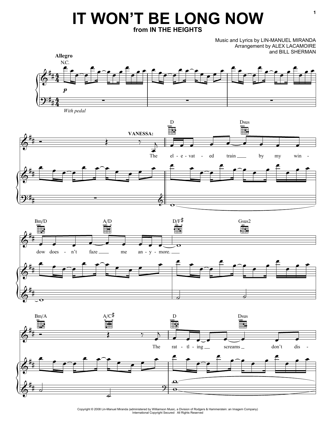 Download Lin-Manuel Miranda It Won't Be Long Now (from In The Heights: The Musical) Sheet Music and learn how to play Easy Piano PDF digital score in minutes