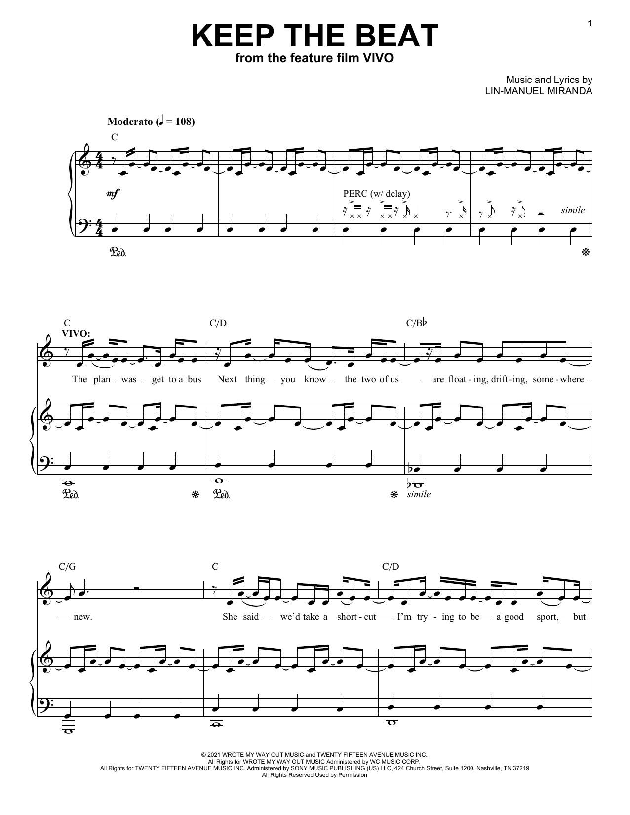 Download Lin-Manuel Miranda Keep The Beat (from Vivo) Sheet Music and learn how to play Piano & Vocal PDF digital score in minutes