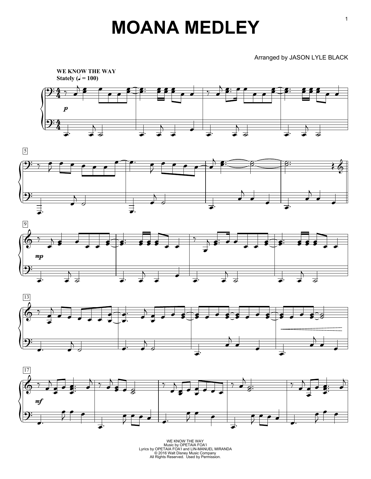 Download Jason Lyle Black Moanna Medley Sheet Music and learn how to play Piano PDF digital score in minutes