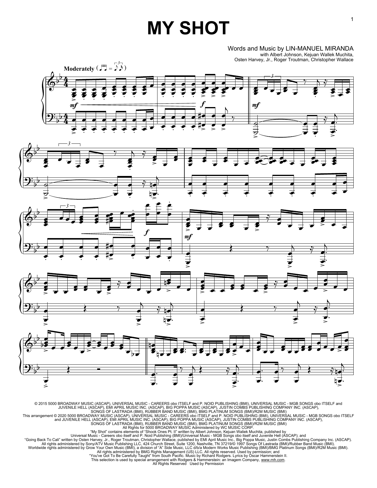 Download Lin-Manuel Miranda My Shot (from Hamilton) (arr. David Pearl) Sheet Music and learn how to play Piano Solo PDF digital score in minutes