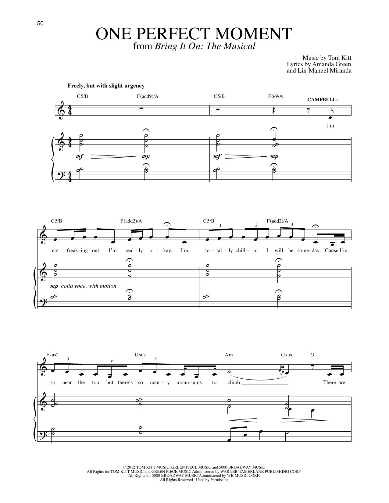 Download Lin-Manuel Miranda One Perfect Moment Sheet Music and learn how to play Piano & Vocal PDF digital score in minutes