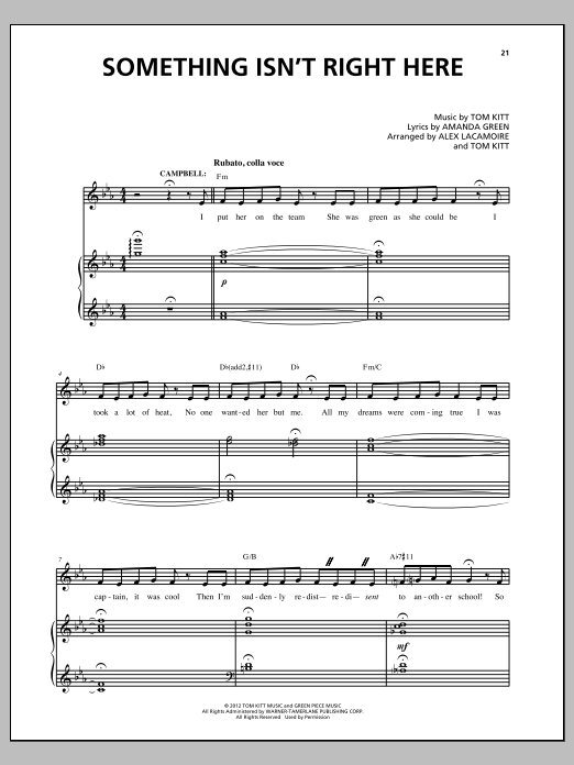 Download Lin-Manuel Miranda Something Isn't Right Here Sheet Music and learn how to play Piano & Vocal PDF digital score in minutes