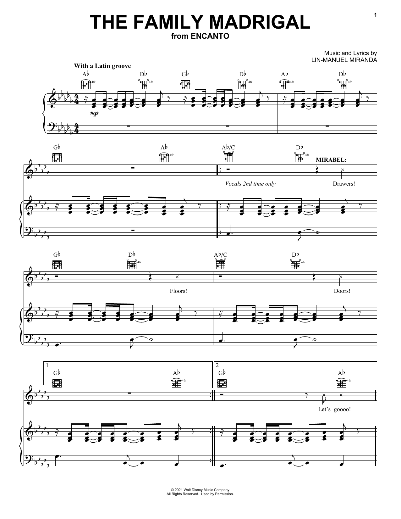 Download Lin-Manuel Miranda The Family Madrigal (from Encanto) Sheet Music and learn how to play Big Note Piano PDF digital score in minutes