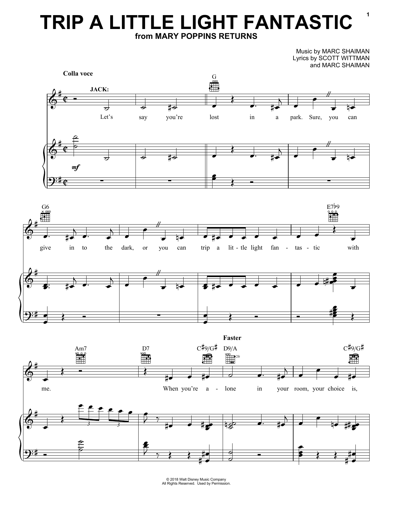 Download Lin-Manuel Miranda Trip A Little Light Fantastic (from Mary Poppins Returns) Sheet Music and learn how to play Piano, Vocal & Guitar Chords (Right-Hand Melody) PDF digital score in minutes