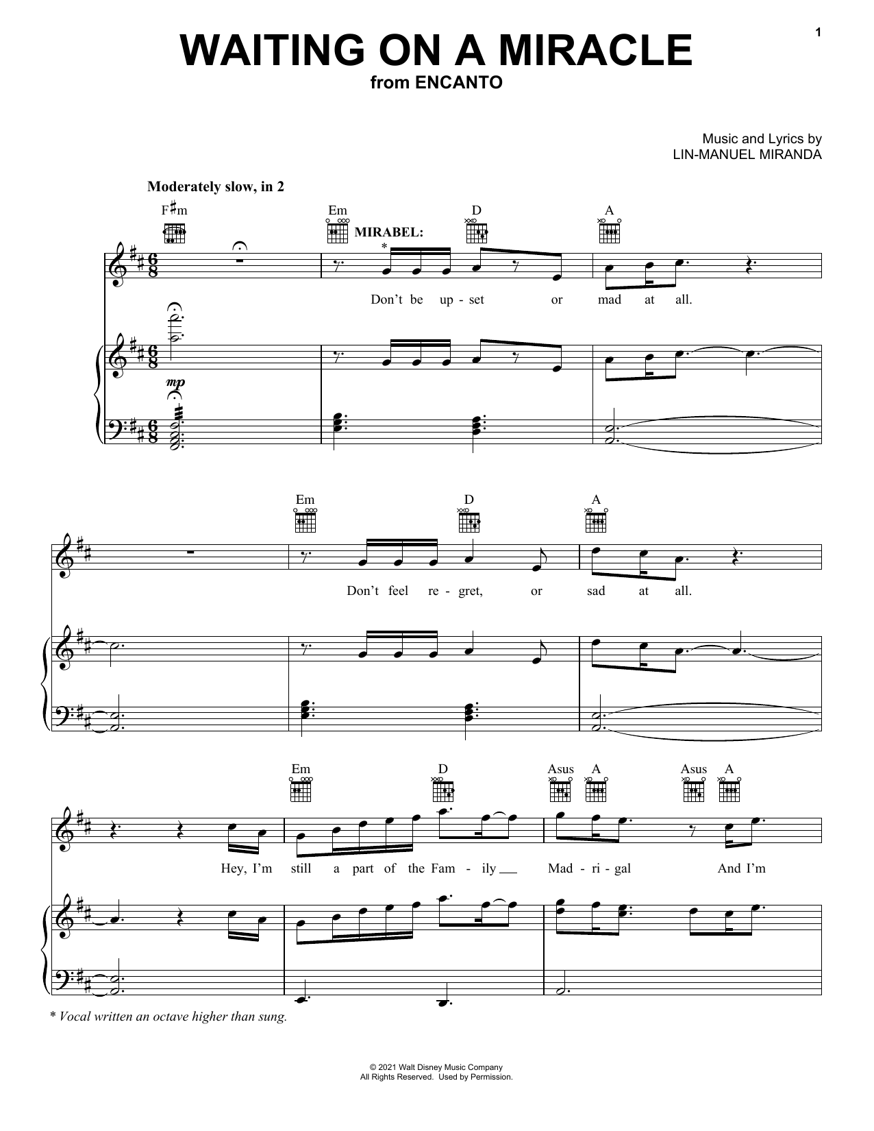 Download Lin-Manuel Miranda Waiting On A Miracle (from Encanto) Sheet Music and learn how to play Alto Sax Solo PDF digital score in minutes