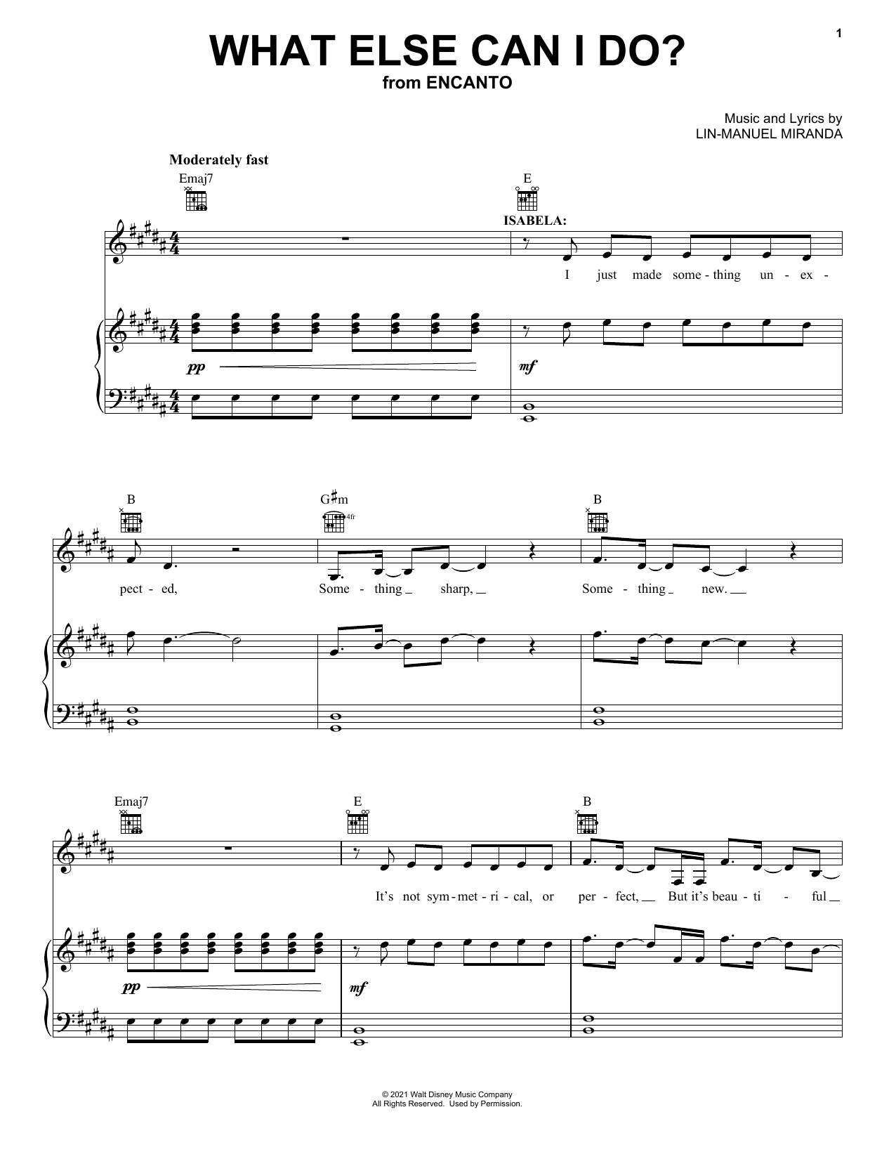 Download Lin-Manuel Miranda What Else Can I Do? (from Encanto) Sheet Music and learn how to play Big Note Piano PDF digital score in minutes
