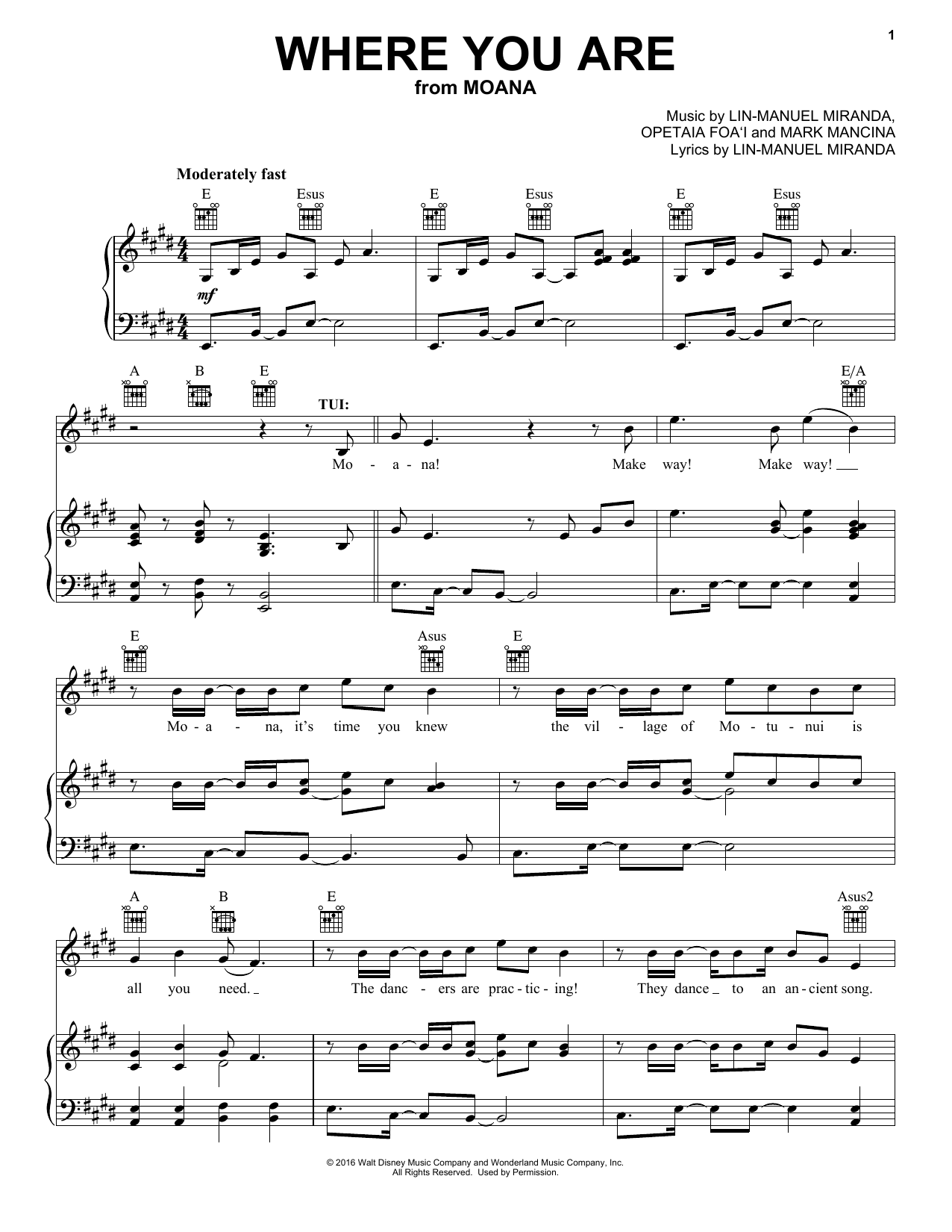 Download Lin-Manuel Miranda Where You Are Sheet Music and learn how to play Ukulele PDF digital score in minutes