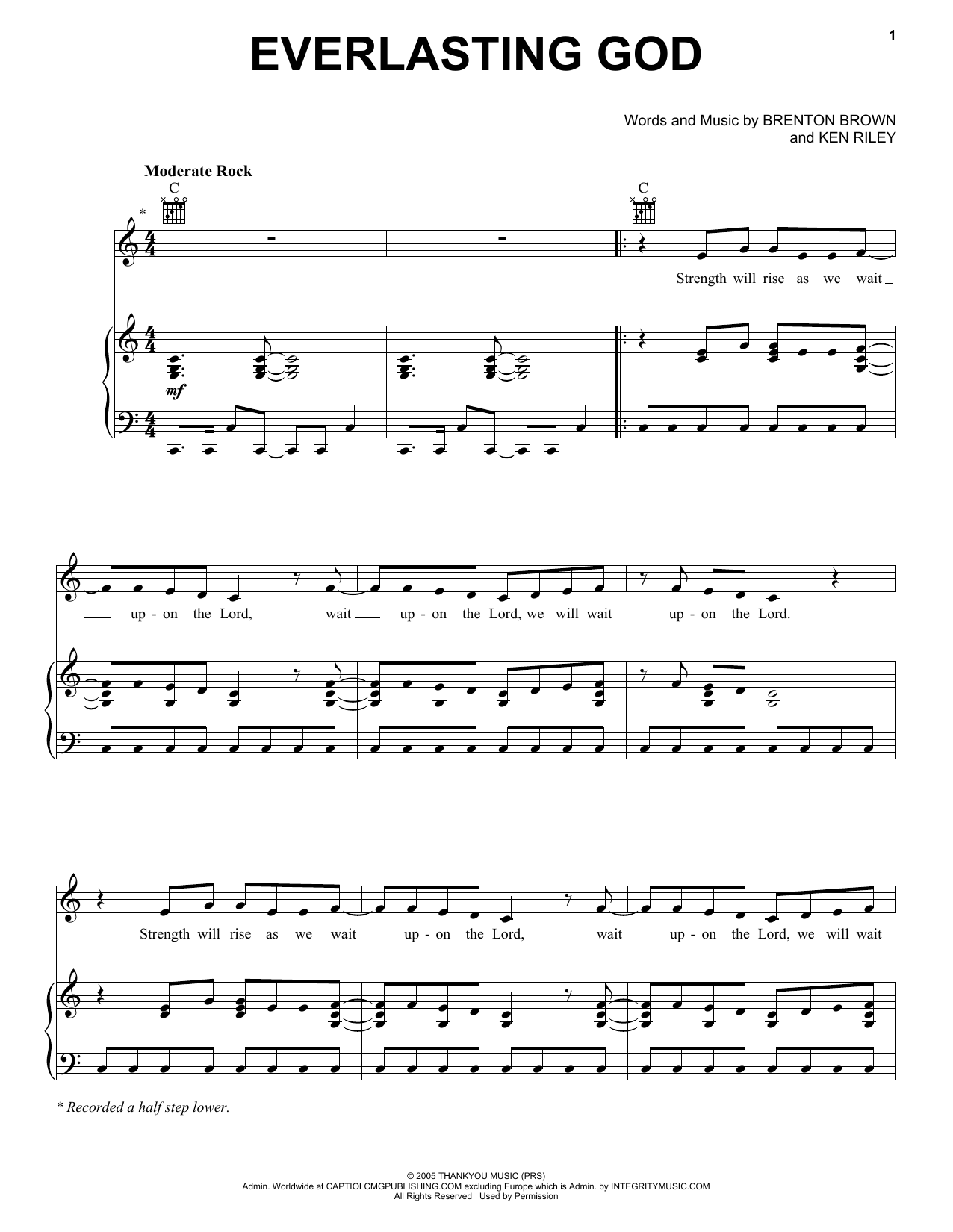 Download Lincoln Brewster Everlasting God Sheet Music and learn how to play Piano (Big Notes) PDF digital score in minutes