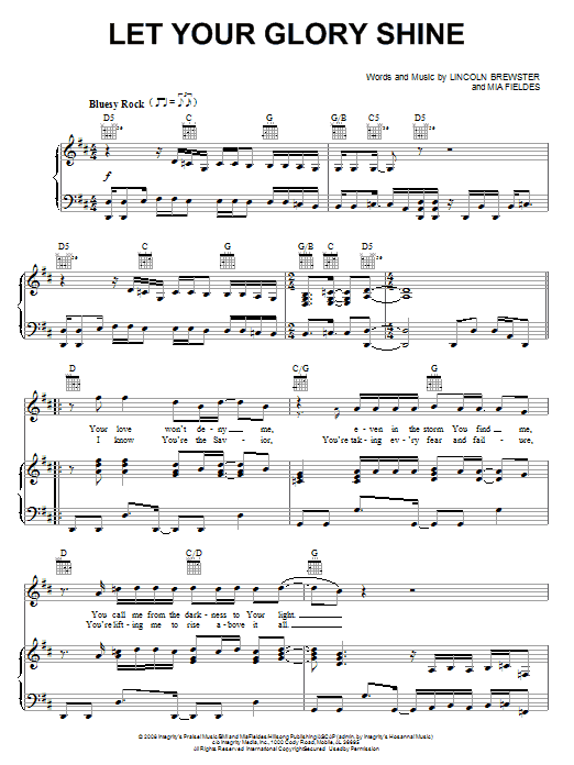 Download Lincoln Brewster Let Your Glory Shine Sheet Music and learn how to play Piano, Vocal & Guitar (Right-Hand Melody) PDF digital score in minutes