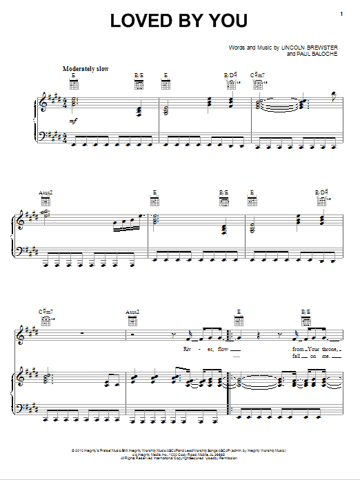 Download Lincoln Brewster Loved By You Sheet Music and learn how to play Piano, Vocal & Guitar (Right-Hand Melody) PDF digital score in minutes