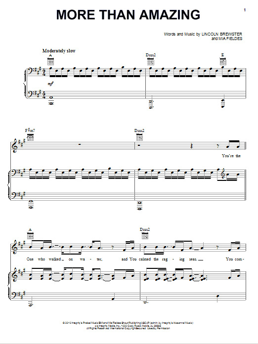 Download Lincoln Brewster More Than Amazing Sheet Music and learn how to play Piano, Vocal & Guitar (Right-Hand Melody) PDF digital score in minutes