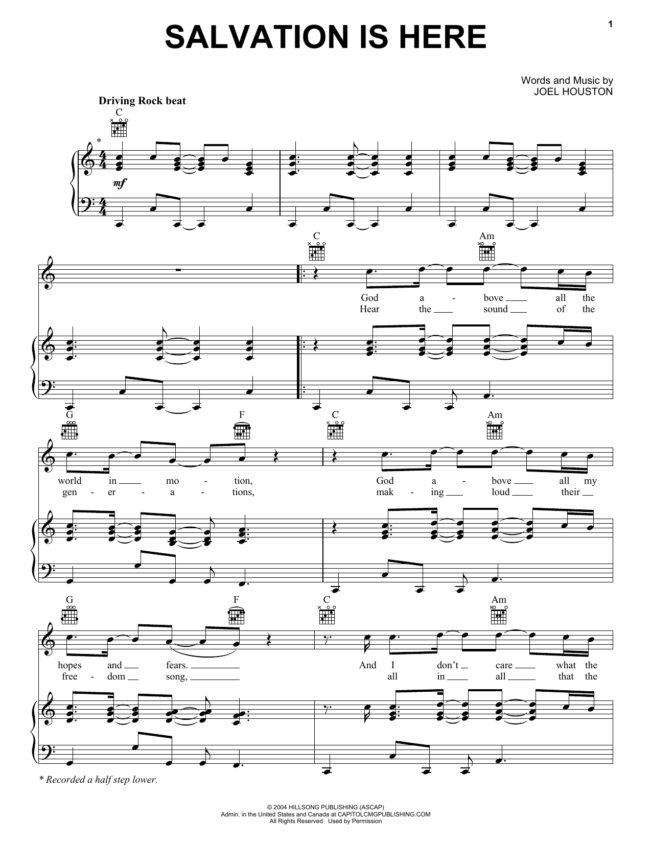 Download Lincoln Brewster Salvation Is Here Sheet Music and learn how to play Melody Line, Lyrics & Chords PDF digital score in minutes