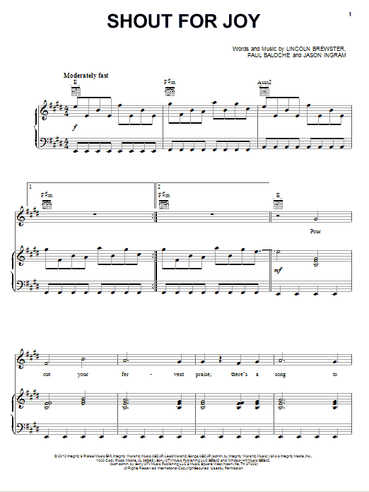 Download Lincoln Brewster Shout For Joy Sheet Music and learn how to play Piano, Vocal & Guitar (Right-Hand Melody) PDF digital score in minutes