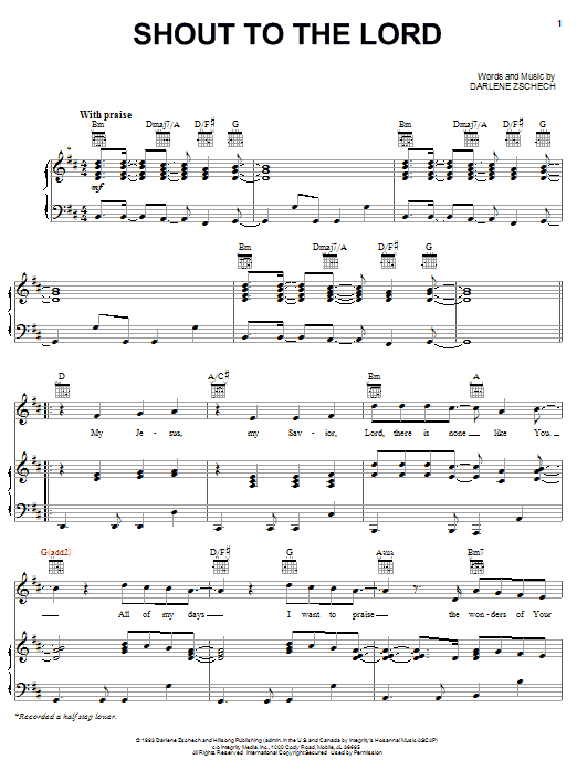 Download Lincoln Brewster Shout To The Lord Sheet Music and learn how to play Piano, Vocal & Guitar (Right-Hand Melody) PDF digital score in minutes