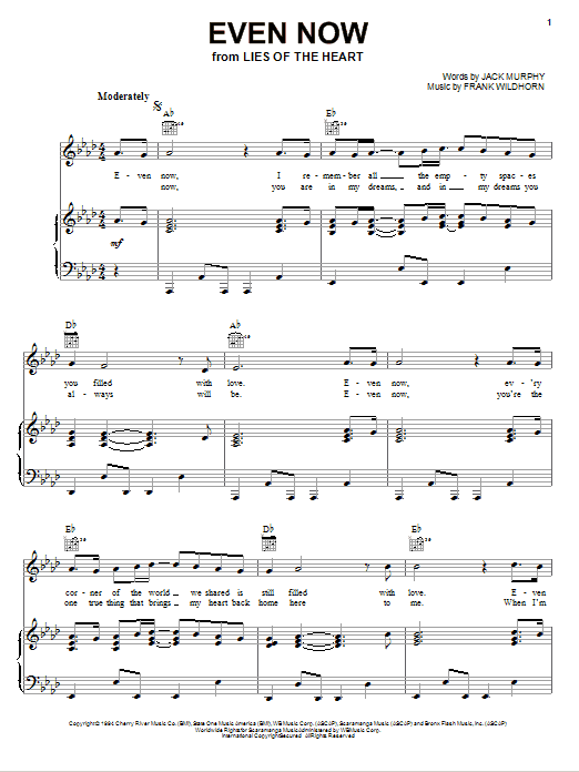Download Linda Eder Even Now Sheet Music and learn how to play Piano, Vocal & Guitar (Right-Hand Melody) PDF digital score in minutes