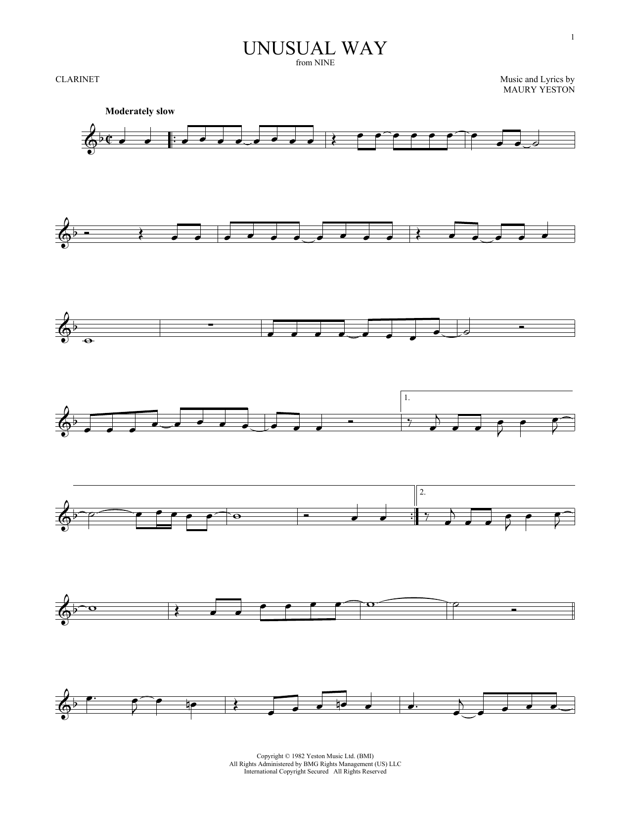 Download Linda Eder Unusual Way Sheet Music and learn how to play Clarinet PDF digital score in minutes